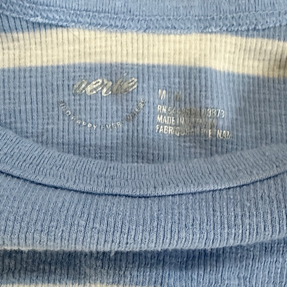 Aerie Light Blue and White Striped Crop Top - Picture 2 of 3